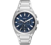 Chronograph FOSSIL "EVERETT", blau (edelstahlfarben, blau), Armbanduhren, Kinder, Chronograph, Quarzuhr, Armbanduhr, Herrenuhr, Edelstahlarmband, analog (48773154-0) edelstahlfarben, blau