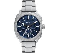 Chronograph FOSSIL "Machine", blau (edelstahlfarben, dunkelblau), Armbanduhren, Herren, Chronograph, Quarzuhr, Armbanduhr, Herrenuhr, Edelstahlarmband, analog (87277656-0) edelstahlfarben, dunkelblau