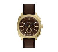 Chronograph FOSSIL "Machine", braun (braun, gelbgoldfarben), Armbanduhren, Herren, Chronograph, Quarzuhr, Armbanduhr, Lederarmband, analog, Tag, Stoppfunktion (23696239-0) braun, gelbgoldfarben