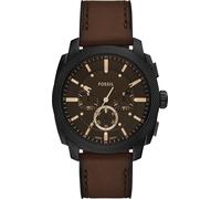 Chronograph FOSSIL "Machine", schwarz (braun, schwarz), Armbanduhren, Herren, Chronograph, Quarzuhr, Armbanduhr, Herrenuhr, Lederarmband, analog (52932152-0) braun, schwarz