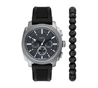 Chronograph FOSSIL "MACHINE", schwarz, silberfarben, Armbanduhren, Damen, Chronograph, Quarzuhr, Armbanduhr, Herrenuhr, Silikonarmband (49188024-0) schwarz, silberfarben