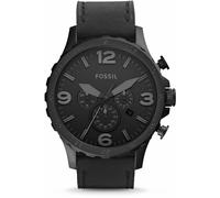 Chronograph FOSSIL "NATE", schwarz (schwarz, schwarz, schwarz), Armbanduhren, Herren, Chronograph, Quarzuhr, Armbanduhr, Herrenuhr, Stoppfunktion, Lederarmband, Datum (183372-0) schwarz, schwarz, schw