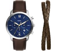 Chronograph FOSSIL "Neutra", braun (dunkelbraun, blau), Armbanduhren, Damen, Chronograph, Quarzuhr, Armbanduhr, Herrenuhr,Stoppfunktion, Geschenkidee, Datum (20591905-0) dunkelbraun, blau