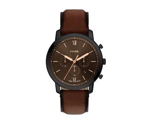 Chronograph FOSSIL "Neutra", braun, schwarz, Armbanduhren, Damen, Chronograph, Quarzuhr, Armbanduhr, Herrenuhr, Lederarmband, analog, Tag (74289369-0) braun, schwarz