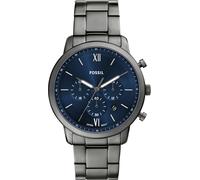 Chronograph FOSSIL "NEUTRA", grau (anthrazit, dunkelblau), Armbanduhren, Kinder, Chronograph, Quarzuhr, Armbanduhr, Herrenuhr, Edelstahlarmband, analog, Datum (48513209-0) anthrazit, dunkelblau