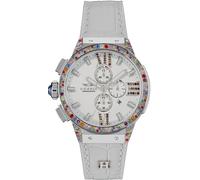 Chronograph HAEMMER GERMANY "EMINENT", bunt (weiß, bunt), Armbanduhren, Damen, Chronograph, Quarzuhr, Damenuhr, Datum, Stoppfunktion, Saphirglas, Lederarmband (88569760-0)