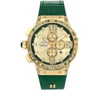 Chronograph HAEMMER GERMANY "EMINENT", gold (grün, gelbgoldfarben), Armbanduhren, Damen, Chronograph, Quarzuhr, Armbanduhr, Damenuhr, analog, Tag, Stoppfunktion (65439234-0)