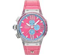 Chronograph HAEMMER GERMANY "EMINENT", pink (pink, silberfarben), Armbanduhren, Damen, Chronograph, Quarzuhr, Damenuhr, Datum, Stoppfunktion, Saphirglas, Lederarmband (33979402-0) pink, silberfarben