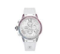 Chronograph HAEMMER GERMANY "EMINENT", weiß, silberfarben, Armbanduhren, Damen, Chronograph, Quarzuhr, Armbanduhr, Damenuhr, analog, Tag, Stoppfunktion (86939310-0)