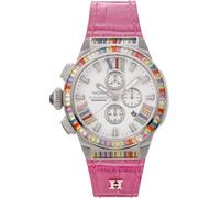 Chronograph HAEMMER GERMANY "GLORIOUS", rosa (rosa,weiß), Armbanduhren, Damen, Chronograph, Quarzuhr, Damenuhr, Datum, Stoppfunktion, Saphirglas, Lederarmband (56814846-0)