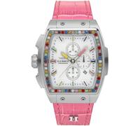 Chronograph HAEMMER GERMANY "TONNEAU", rosa (pink), Armbanduhren, Damen, Chronograph, Quarzuhr, Armbanduhr,Damenuhr,Lederarmband,digital,Datum,Stoppfunktion (37808306-0) pink