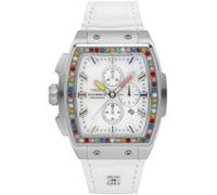 Chronograph HAEMMER GERMANY "TONNEAU", weiß, Armbanduhren, Damen, Chronograph, Quarzuhr, Armbanduhr, Damenuhr, Lederarmband, verschraubte Krone, Tag (18116200-0) weiß