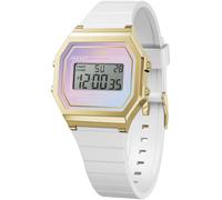 Chronograph ICE-WATCH "ICE digit retro sunset - Small", weiß (weiß, flieder), Armbanduhren, Damen, Chronograph, Quarzuhr, Armbanduhr, Damenuhr, digital, Silikonarmband, Stoppfunktion (25663641-0) weiß