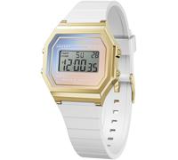 Chronograph ICE-WATCH "ICE digit retro sunset - Small", weiß (weiß, gelbgoldfarben), Armbanduhren, Damen, Chronograph, Quarzuhr, Armbanduhr, Damenuhr, digital, Silikonarmband, Stoppfunktion (52218930-