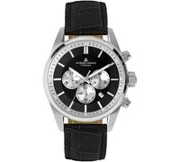 Chronograph JACQUES LEMANS "Barcelona", schwarz (schwarz, schwarz), Armbanduhren, Herren, Chronograph, Quarzuhr, Armbanduhr, Herrenuhr, Lederarmband, Stoppfunktion, Datum (50172230-0) schwarz, schwarz