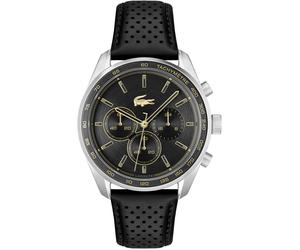 Chronograph LACOSTE "BOSTON", schwarz, Armbanduhren, Herren, Chronograph, Armbanduhr, Quarzuhr, Herrenuhr, Tag, Stoppfunktion, Lederarmband (58821558-0) schwarz