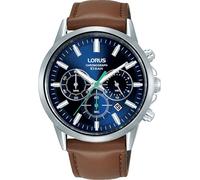 Chronograph LORUS, braun (braun, blau), Armbanduhren, Herren, Chronograph, Quarzuhr, Armbanduhr, Herrenuhr, Lederarmband, Stoppfunktion, Tag (96902337-0)