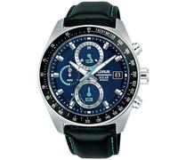 Chronograph LORUS "Sports Solar Chronograph", schwarz, nachtblau, Armbanduhren, Herren, Chronograph, Armbanduhr, Solar, Herrenuhr, Lederarmband, analog, Tag (11954337-0) schwarz, nachtblau