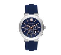 Chronograph MICHAEL KORS "BILLIE", blau, silberfarben, Armbanduhren, Herren, Chronograph, Quarzuhr, Armbanduhr, Herrenuhr, Silikonarmband, analog, Tag (63519615-0) blau, silberfarben