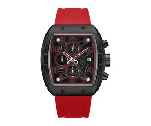Chronograph POLICE "Coswig", rot, Armbanduhren, Herren, Chronograph, Quarzuhr, Armbanduhr, Herrenuhr, Silikonarmband, analog, Tag (62133501-0) rot