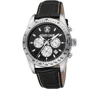 Chronograph ROBERTO CAVALLI "Uomo Chrono", schwarz (schwarz, schwarz), Armbanduhren, Herren, Chronograph, Quarzuhr, Armbanduhr, Herrenuhr, Lederarmband, analog, Tag (38775157-0) schwarz, schwarz
