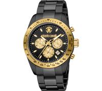 Chronograph ROBERTO CAVALLI "Uomo Chrono", schwarz (schwarz, schwarz), Armbanduhren, Kinder, Chronograph, Quarzuhr, Armbanduhr, Herrenuhr, Edelstahlarmband, analog, Tag (56755734-0) schwarz, schwarz