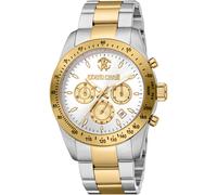 Chronograph ROBERTO CAVALLI "Uomo Chrono", silber (silberfarben, goldfarben, silberfarben), Armbanduhren, Kinder, Chronograph, Quarzuhr, Armbanduhr, Herrenuhr, Edelstahlarmband, analog, Tag (92804064-