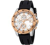 Chronograph ROBERTO CAVALLI "Uomo Sport III", schwarz (schwarz, silberfarben), Armbanduhren, Damen, Chronograph, Quarzuhr, Armbanduhr, Herrenuhr, Silikonarmband, analog, Tag (50565313-0) schwarz, silb