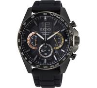 Seiko Herren-Uhr Quarz Edelstahl mit Silikonband SSB349P1, Schwarz