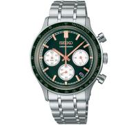 Chronograph SEIKO, silber (silberfarben, grün), Armbanduhren, Herren, Chronograph, Quarzuhr, Armbanduhr, Herrenuhr, Edelstahlarmband, analog, Tag (89617658-0) silberfarben, grün