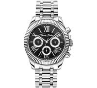 Chronograph THOMAS SABO "DIVINE CHRONO", silber (silberfarben, schwarz), Armbanduhren, Damen, Chronograph, Quarzuhr, Armbanduhr, Damen, Datum, Stoppfunktion, 12/24-Std.-Anzeige (66735465-0)