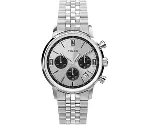 Chronograph TIMEX "MARLIN", silber (silberfarben), Armbanduhren, Herren, Chronograph, Quarzuhr, Armbanduhr, Herren, Datum, Stoppfunktion, 12/24-Std.-Anzeige (23035639-0) silberfarben
