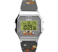 Chronograph TIMEX "TIMEX x PEANUTS TIMEX 80", schwarz (schwarz, orange), Armbanduhren, Damen, Chronograph, Quarzuhr,Armbanduhr,Herren,Damen,Resinarmband,Stoppfunktion,digital (89941431-0)
