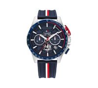 Chronograph TOMMY HILFIGER "BANK", blau, Armbanduhren, Herren, Chronograph, Quarzuhr, Armbanduhr, Herrenuhr, Silikonarmband, analog, Tag (69990344-0) blau