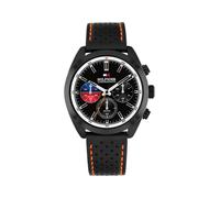 Chronograph TOMMY HILFIGER "Hudson", schwarz, rot, Armbanduhren, Herren, Chronograph, Quarzuhr, Armbanduhr, Herrenuhr, Lederarmband, analog, Stoppfunktion (70713421-0) schwarz, rot