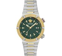 Chronograph VERSACE "GRECA LOGO DIVER", silber (silbergoldfarben, grün), Armbanduhren, Herren, Chronograph, Quarzuhr, Armbanduhr, Herrenuhr, Datum, Stoppfunktion, Swiss Made (91856031-0)