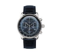 Chronograph ZEPPELIN "100 Jahre", blau (dunkelblau, blau, blau), Armbanduhren, Herren, silberfarben, Chronograph, Quarzuhr, Armbanduhr, Herrenuhr, Made in Germany, Lederarmband (73154960-0) dunkelblau