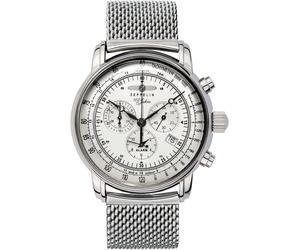 Chronograph ZEPPELIN "100 Jahre", silber (silberfarben, silberfarben), Armbanduhren, Herren, Chronograph, Armbanduhr, Quarzuhr, Herrenuhr, Datum, Stoppfunktion, Made in Germany (420442-0) silberfarben