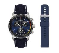 Chronograph ZEPPELIN "Night Cruise", blau (dunkelblau), Armbanduhren, Herren, Chronograph, Quarzuhr, Armbanduhr, Herrenuhr, Made in Germany, Lederarmband (21452610-0)