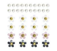 CHSZSH 36 Stück Perlenblumen-Schuhdekorationen, Dreidimensionale Perlenschuhschnallen, Süße Schuhblumen, Schuhnadelabzeichen, Dekorative Schuhblumen, Gelochte Schuhdekorationen