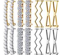 Chuangdi 16 Stücke Schnürsenkel Anhänger Einschließen 4 Paare Gold und 4 Paar Silber DIY Dekorative Schuh Clips Charme Kunstperlen Strass Schuhzubehör für Turnschuhe Freizeitschuhe Frauen