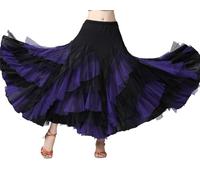 Chukamalilayi Langer Flamenco-Rock für Damen, Ballsaal, moderner Latein-Tanz, Tango, Wettkampf, moderner Tanzröcke, violett, Einheitsgröße