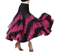Chukamalilayi Langer Flamenco-Rock für Damen, Ballsaal, moderner Latein-Tanz, Tango, Wettkampf, moderner Tanzröcke, rose, Einheitsgröße