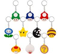 CHUKUA 10Pcs Ma-rio Schlüsselanhänger Kinder Bros Figuren Schlüsselringe Niedlich Silikon Anime Schlüsselbund Anhänger für Super Geburtstag Party Mitgebsel Kindergeburtstag Dekoration Fans Spielzeug