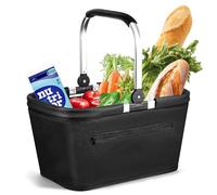 Chumix 25L Einkaufskorb Faltbar, Picknickkorb, Mutti Korb, Haushalts-tragekorb, Lieblingskorb mit Aluminiumrahmen und gepolstertem Tragegriff, geeignet für Reisen, Picknick, Einkaufen, Schenken
