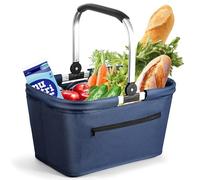 Chumix 25L Einkaufskorb Faltbarer, Picknickkorb, Mutti Korb, Haushalts-tragekorb, Lieblingskorb mit Aluminiumrahmen und gepolstertem Tragegriff, geeignet für Reisen, Picknick, Einkaufen, Schenken