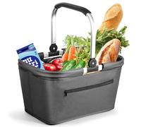 Chumix 25L Einkaufskorb Faltbarer, Picknickkorb, Mutti Korb, Haushalts-tragekorb, Lieblingskorb mit Aluminiumrahmen und gepolstertem Tragegriff, geeignet für Reisen, Picknick, Einkaufen, Schenken