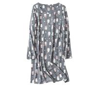 CHUNG Damen Nachthemd Damen Nachthemd über dem Knie Langarm Rundhals Baumwolle Nachtwäsche Niedliches Muster Loungwear Frühling Sommer, Grauer Peguin, L