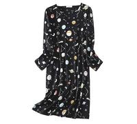 CHUNG Damen Nachthemd Damen Nachthemd über dem Knie Langarm Rundhals Baumwolle Nachtwäsche Niedliches Muster Loungwear Frühling Sommer, Bunte Galaxie, XL