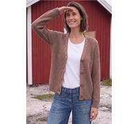 Cardigan CECIL, Damen, Gr. L (42), schwarz russet rot melange, Web, 58% Baumwolle, 20% Polyacryl, 20% Polyester, 2% Polyamid, meliert, comfort fit normal, V-Ausschnitt, Bündchen, Strickjacken, Grobstr